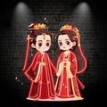 Antique Bride & Groom Red Dress Warm LED neon sign by NeonCS