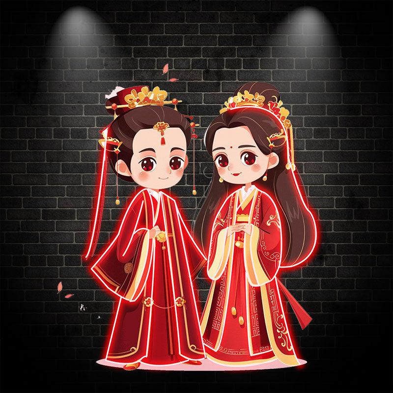 Antique Bride & Groom Red Dress Warm LED neon sign by NeonCS