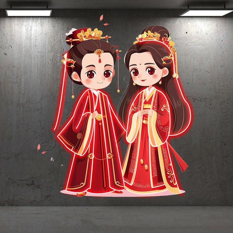 Antique Bride & Groom Red Dress Warm LED neon sign product image