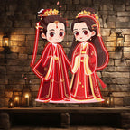 Antique Bride & Groom Red Dress Warm LED neon sign product image