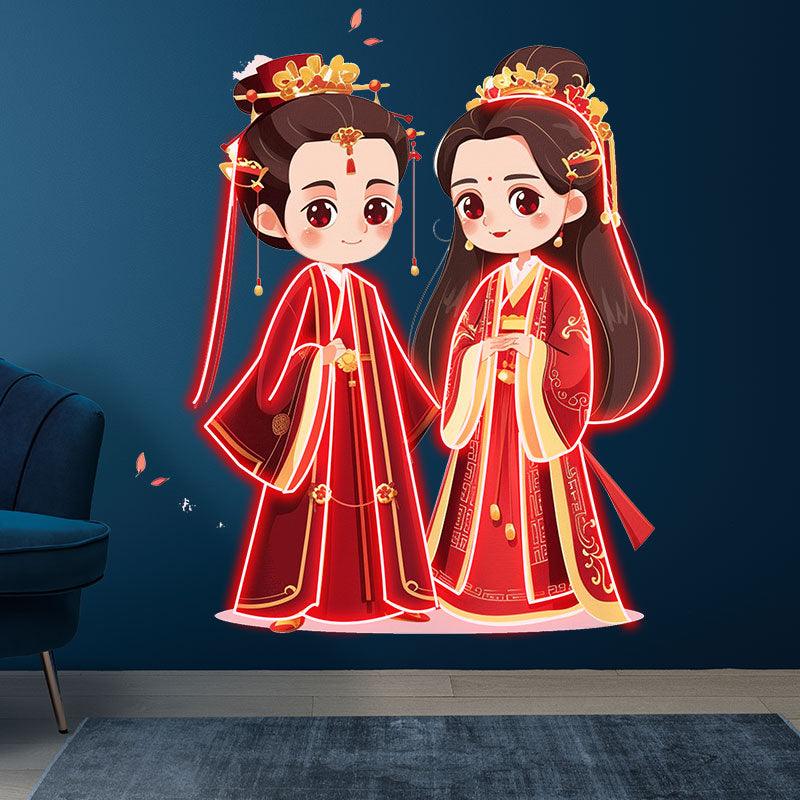 Antique Bride & Groom Red Dress Warm LED neon sign product image