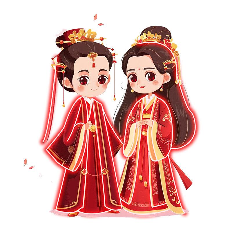 Antique Bride & Groom Red Dress Warm LED neon sign product image
