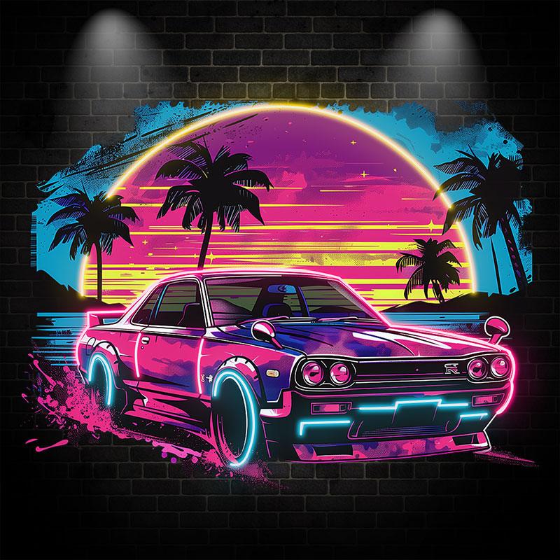 Sunset Coconut Tree Seaside Supercar LED neon sign by NeonCS