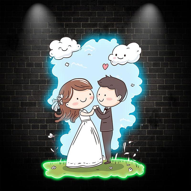 Bride and Groom Hand in Hand Blue Sky LED neon sign by NeonCS