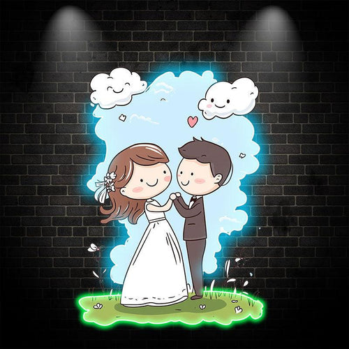 Bride and Groom Hand in Hand Blue Sky LED neon sign by NeonCS