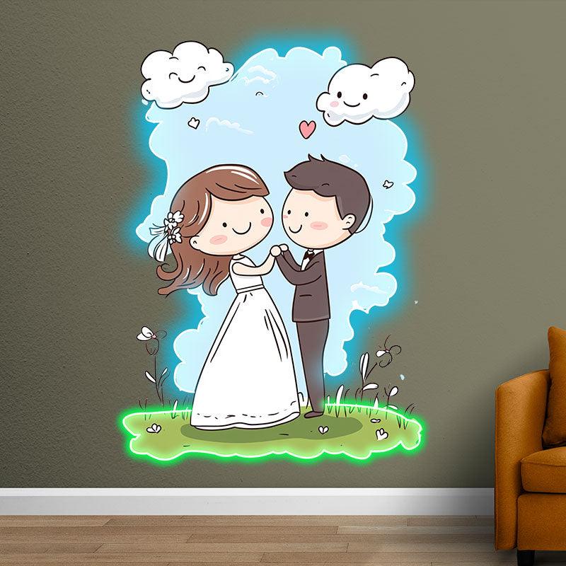 Bride and Groom Hand in Hand Blue Sky LED neon sign product image