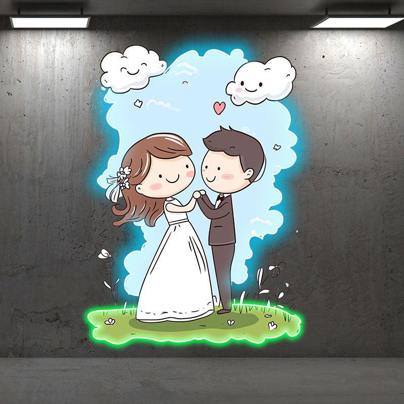 Bride and Groom Hand in Hand Blue Sky LED neon sign product image