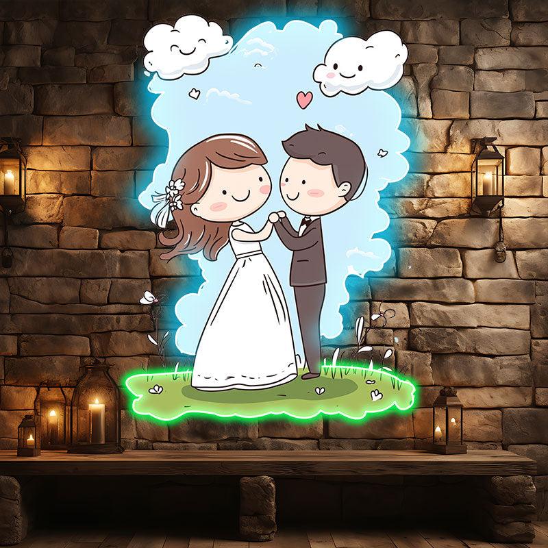 Bride and Groom Hand in Hand Blue Sky LED neon sign product image
