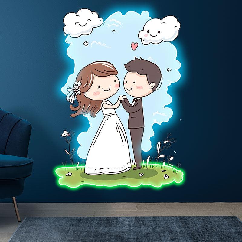 Bride and Groom Hand in Hand Blue Sky LED neon sign product image