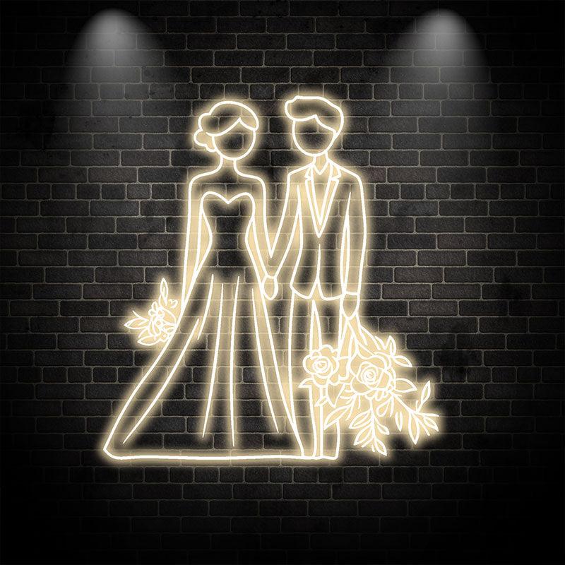 White Lighting Art Bride and Groom LED neon sign by NeonCS