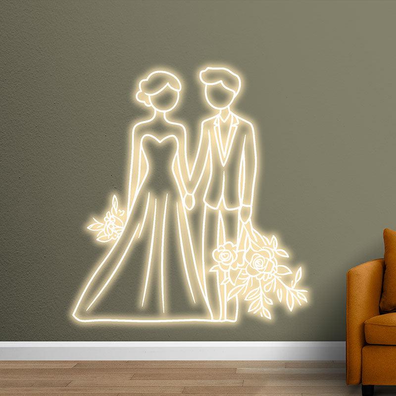 White Lighting Art Bride and Groom LED neon sign product image