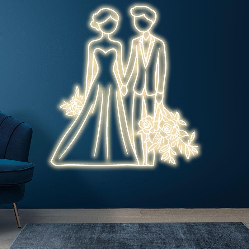 White Lighting Art Bride and Groom LED neon sign product image