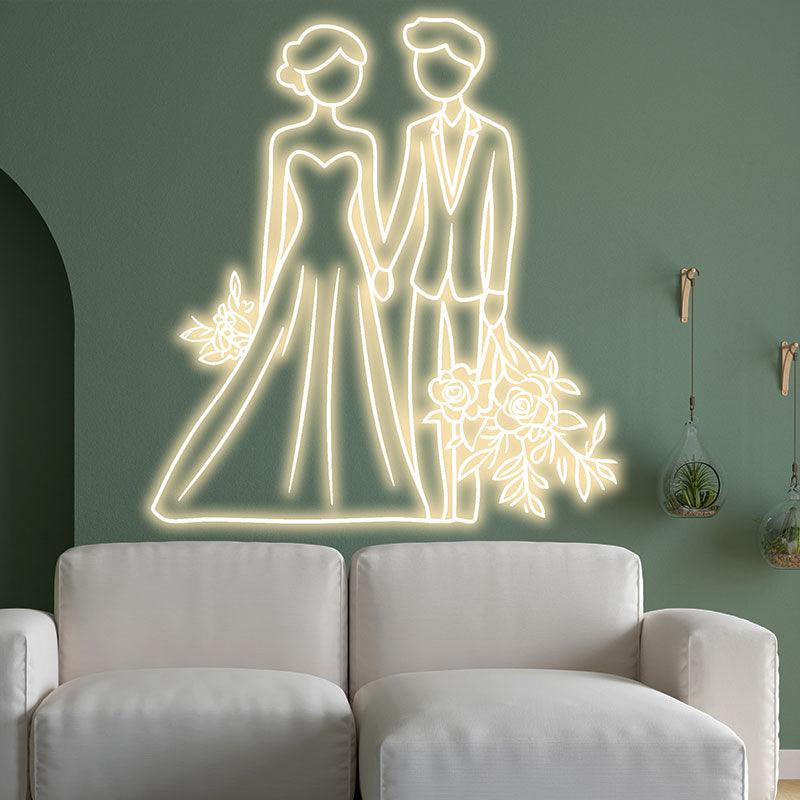 White Lighting Art Bride and Groom LED neon sign product image