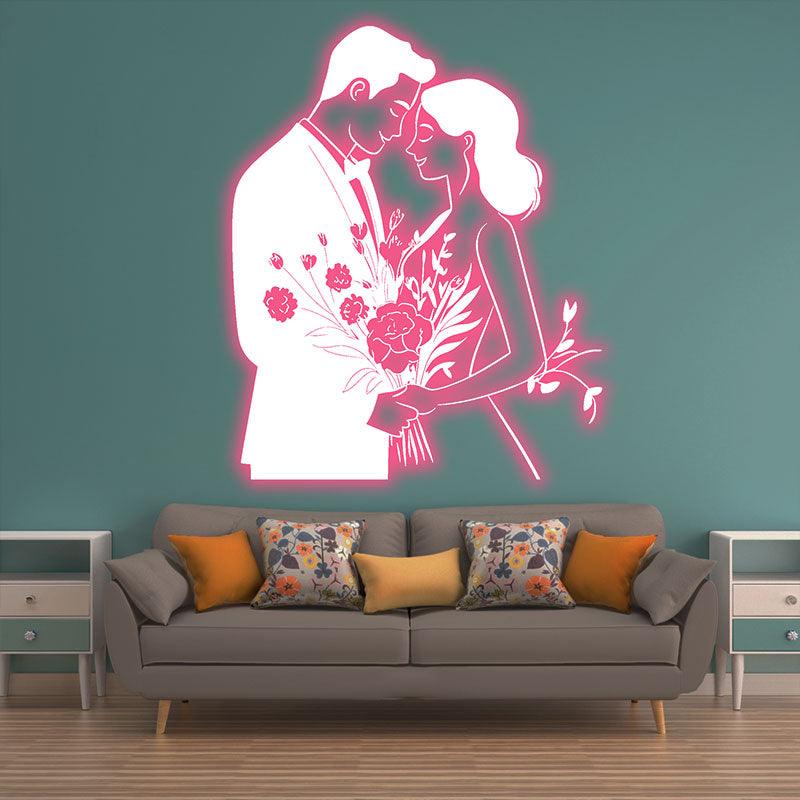 Pink Art Lights Bride and Groom LED neon sign product image