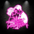 Pink Art Bride and Groom Holding Big LED neon sign by NeonCS