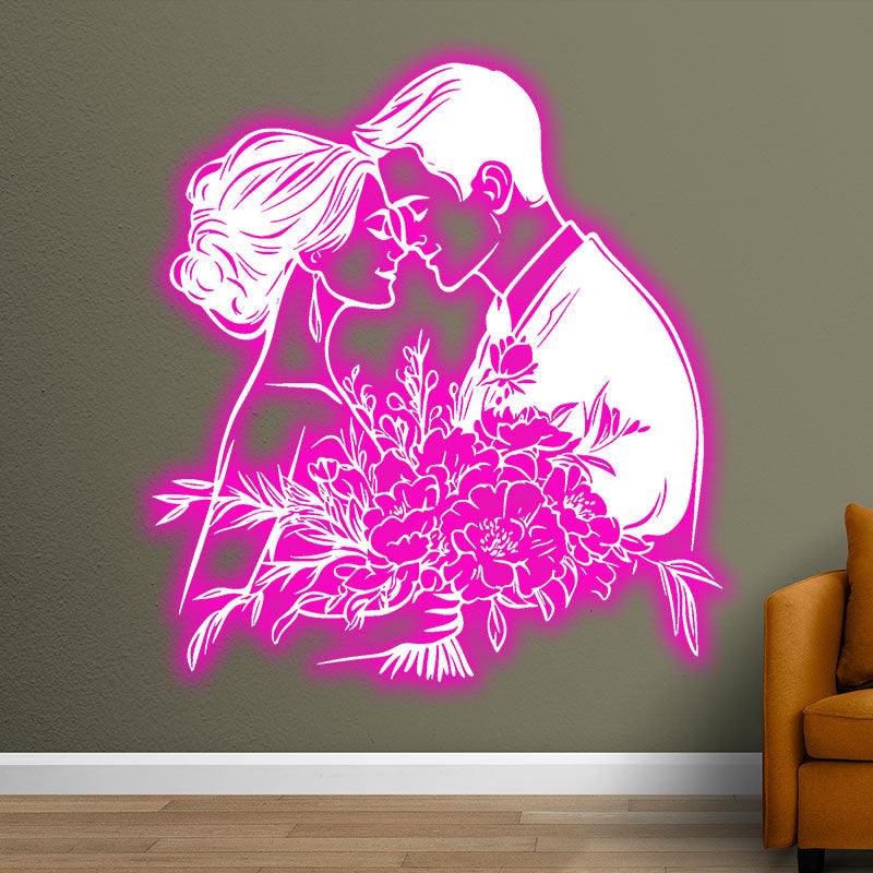 Pink Art Bride and Groom Holding Big LED neon sign product image