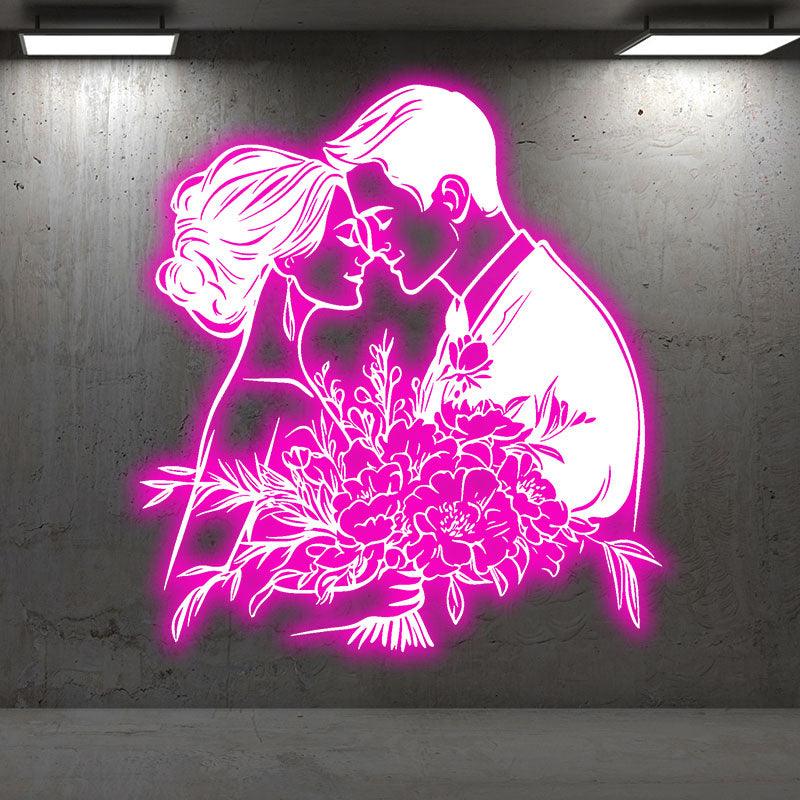 Pink Art Bride and Groom Holding Big LED neon sign product image