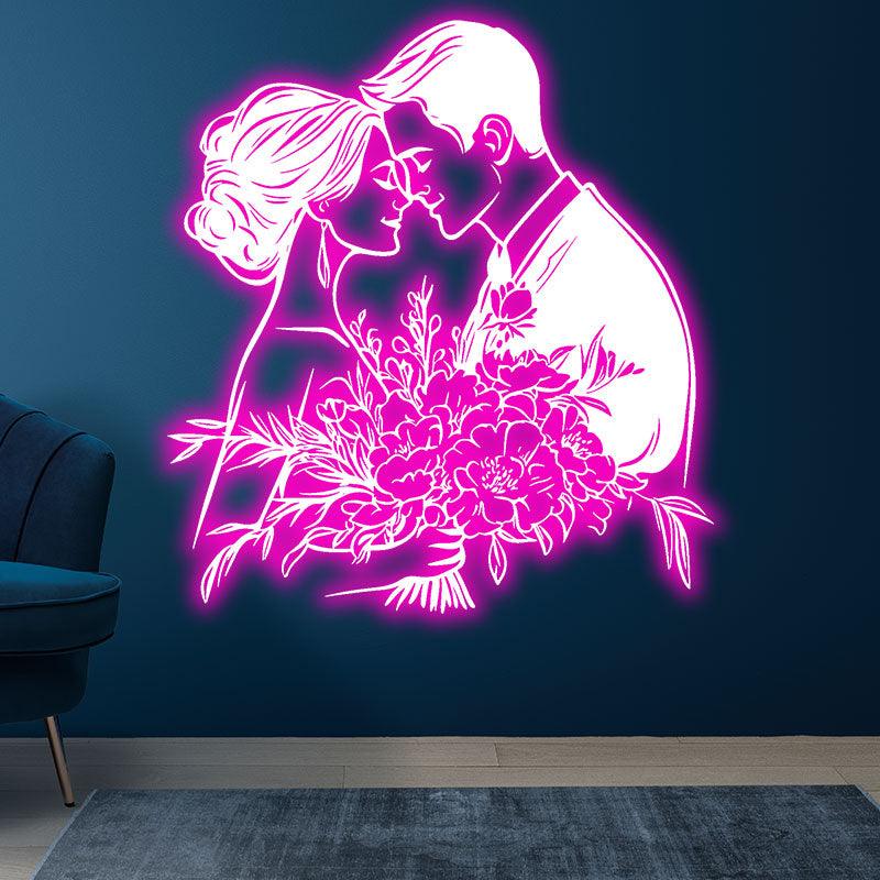 Pink Art Bride and Groom Holding Big LED neon sign product image