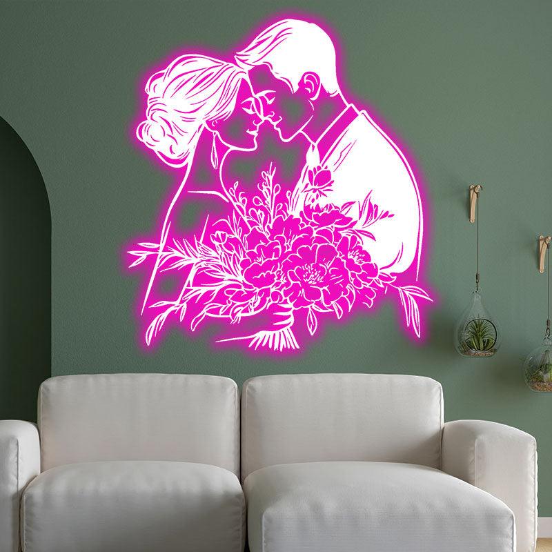 Pink Art Bride and Groom Holding Big LED neon sign product image