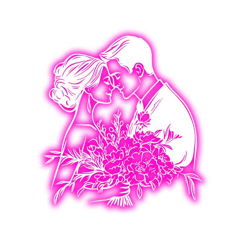 Pink Art Bride and Groom Holding Big LED neon sign product image