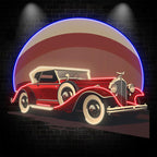 Red Classic Sports Car Round Light LED neon sign by NeonCS