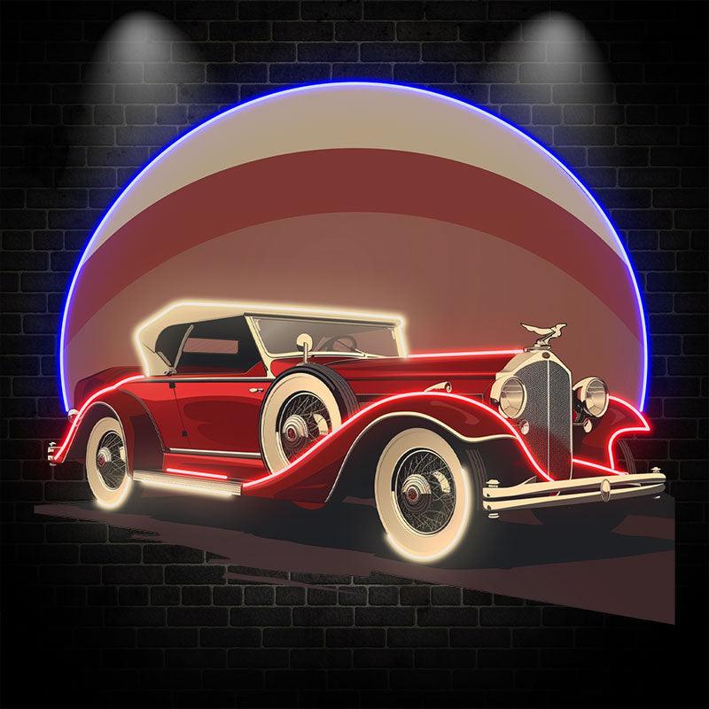 Red Classic Sports Car Round Light LED neon sign by NeonCS