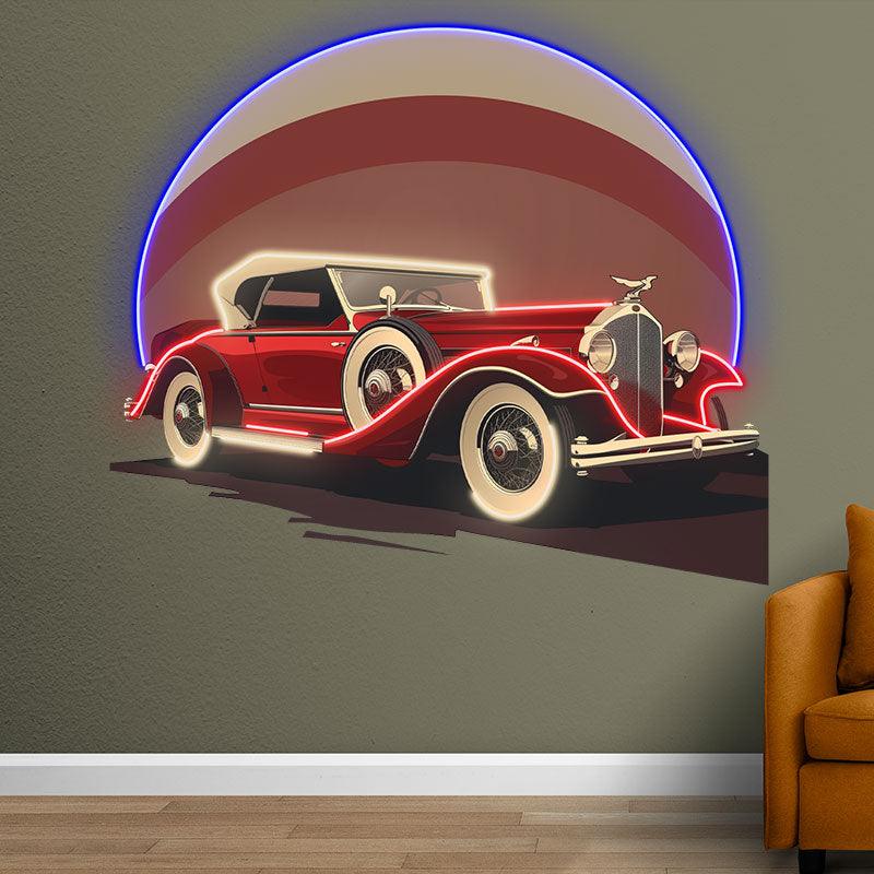 Red Classic Sports Car Round Light LED neon sign product image