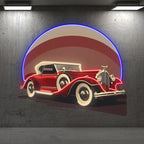 Red Classic Sports Car Round Light LED neon sign product image