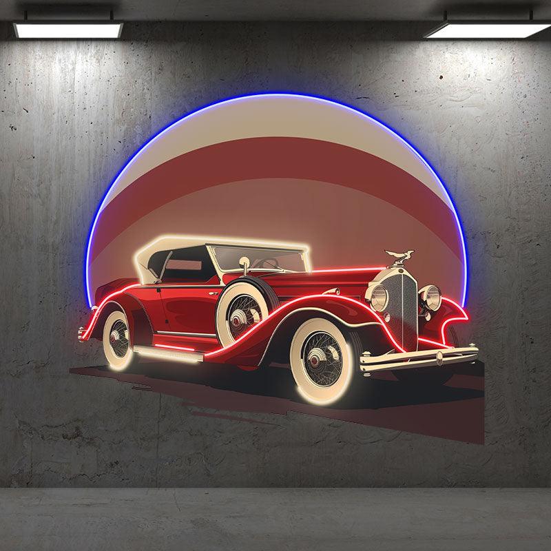 Red Classic Sports Car Round Light LED neon sign product image