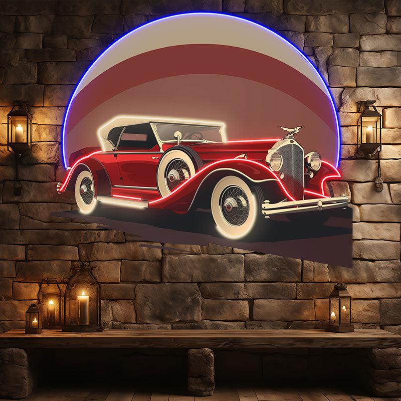 Red Classic Sports Car Round Light LED neon sign product image