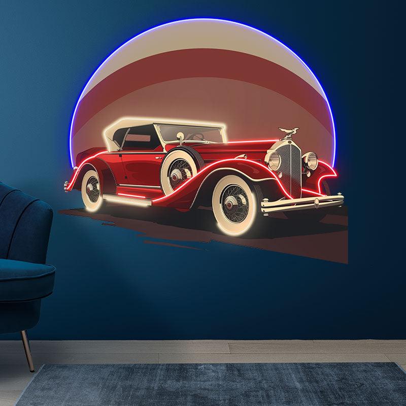 Red Classic Sports Car Round Light LED neon sign product image