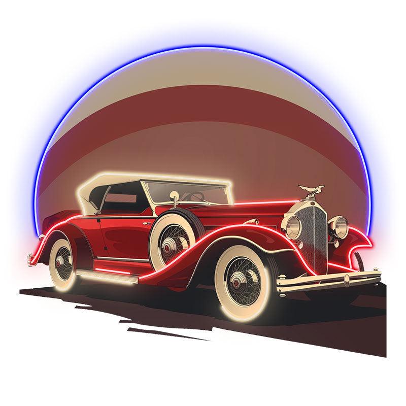 Red Classic Sports Car Round Light LED neon sign product image