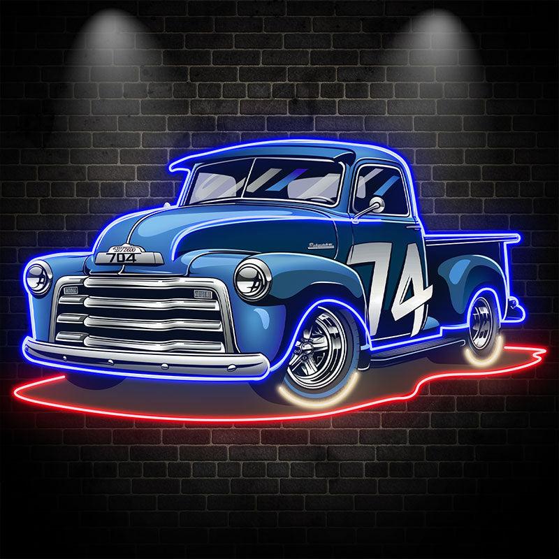 Blue 74 Pickup Truck Cool Car LED neon sign by NeonCS