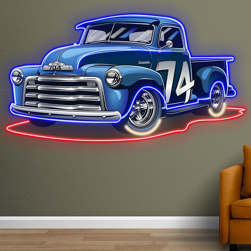 Blue 74 Pickup Truck Cool Car LED neon sign product image