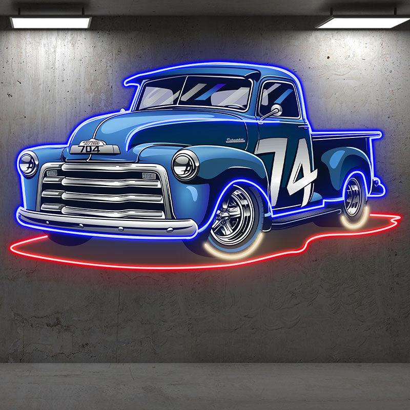 Blue 74 Pickup Truck Cool Car LED neon sign product image