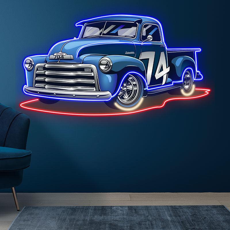 Blue 74 Pickup Truck Cool Car LED neon sign product image