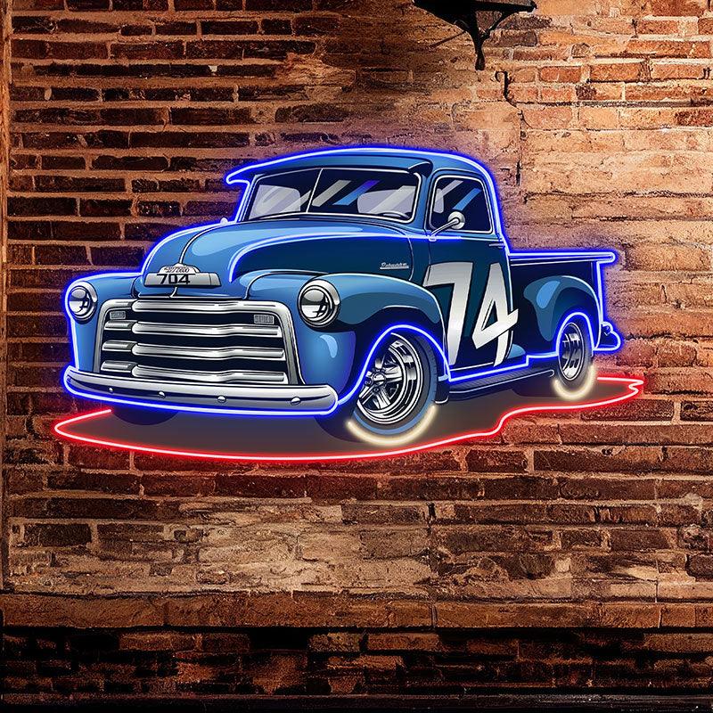 Blue 74 Pickup Truck Cool Car LED neon sign product image