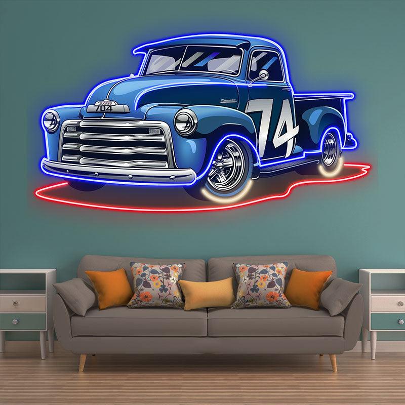 Blue 74 Pickup Truck Cool Car LED neon sign product image