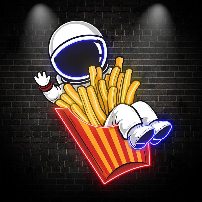 Spaceman Sitting in French Fry Box LED neon sign by NeonCS