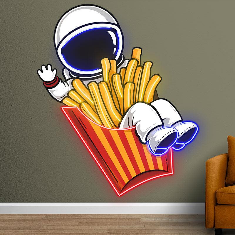 Spaceman Sitting in French Fry Box LED neon sign product image