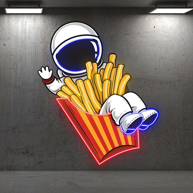 Spaceman Sitting in French Fry Box LED neon sign product image