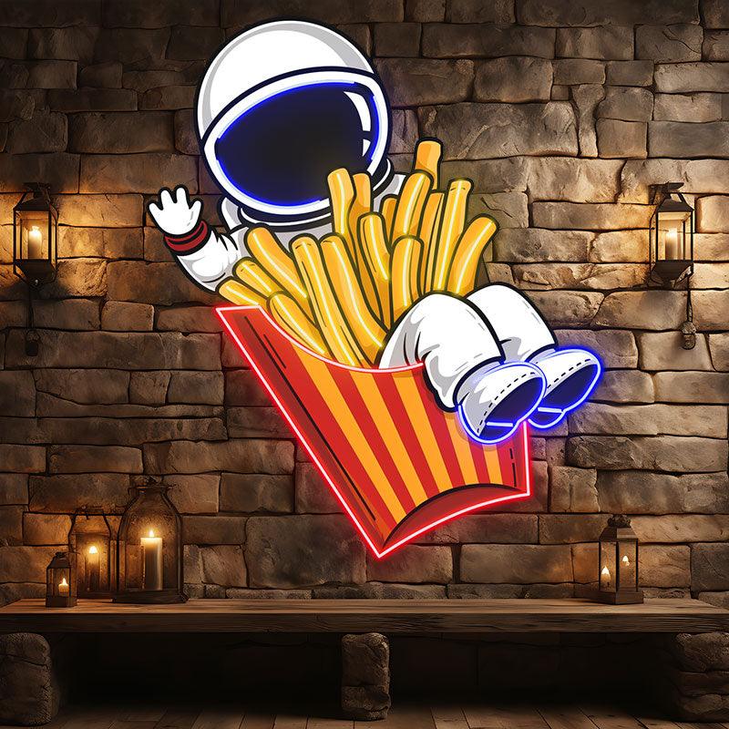 Spaceman Sitting in French Fry Box LED neon sign product image