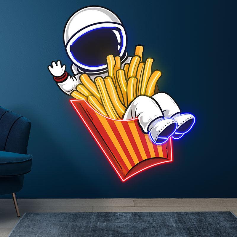 Spaceman Sitting in French Fry Box LED neon sign product image