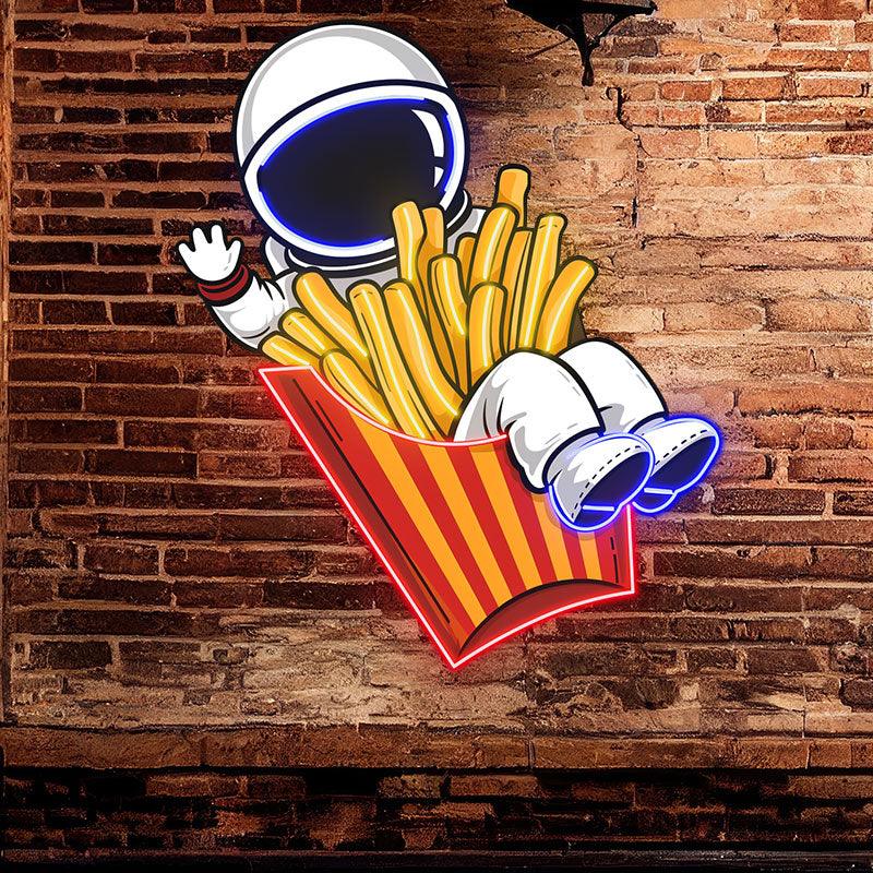 Spaceman Sitting in French Fry Box LED neon sign product image