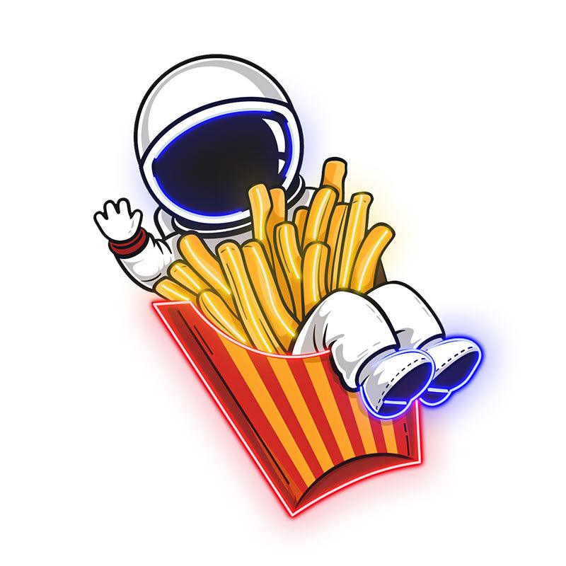 Spaceman Sitting in French Fry Box LED neon sign product image