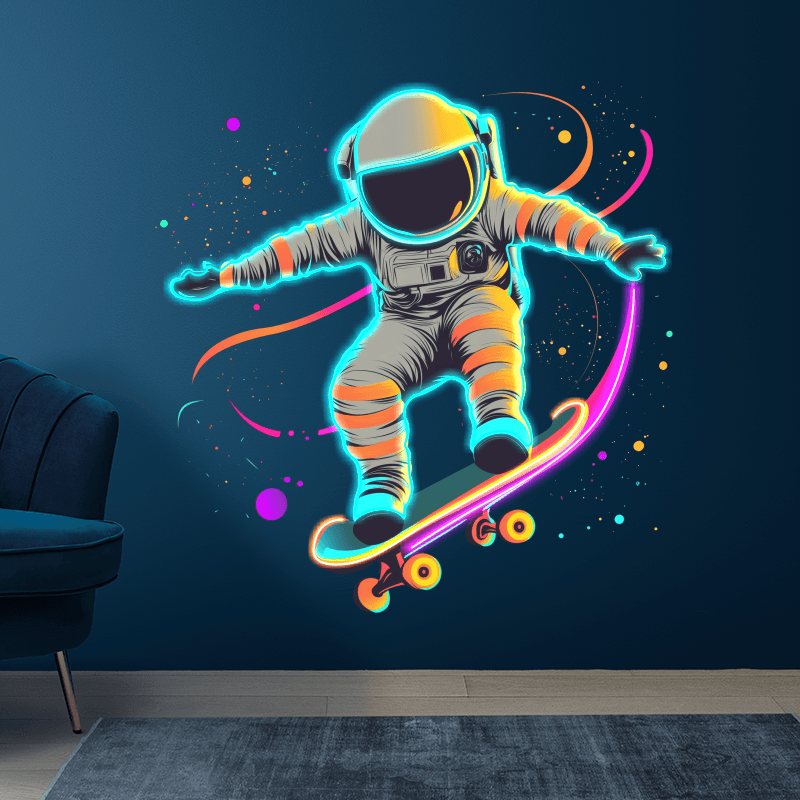 Spaceman Skateboard Jumping Creative LED neon sign by NeonCS