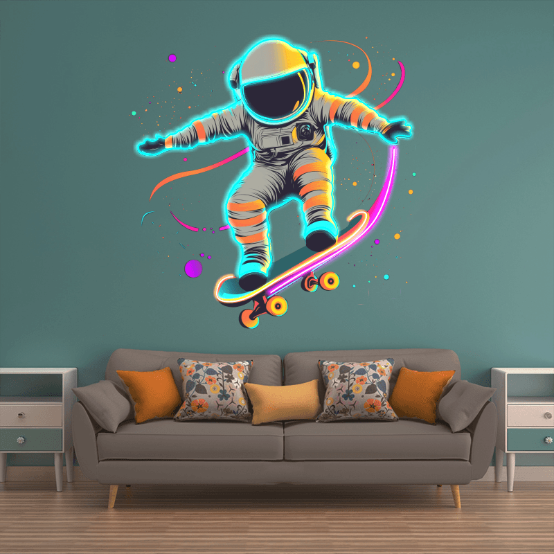 Spaceman Skateboard Jumping Creative LED neon sign product image