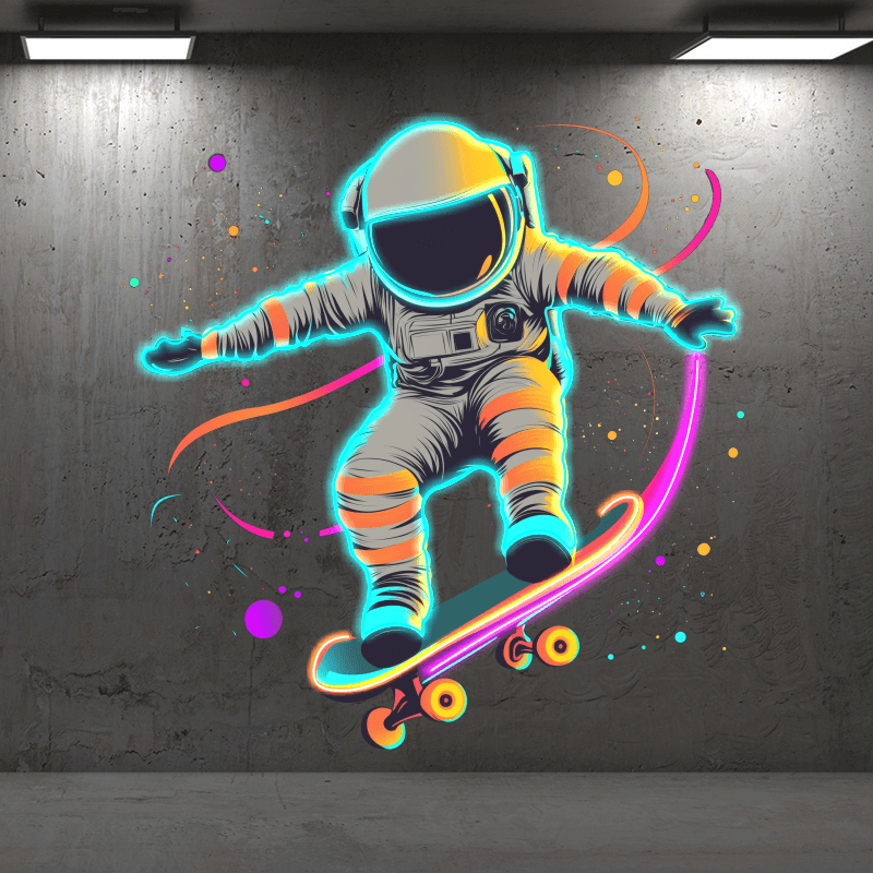 Spaceman Skateboard Jumping Creative LED neon sign product image