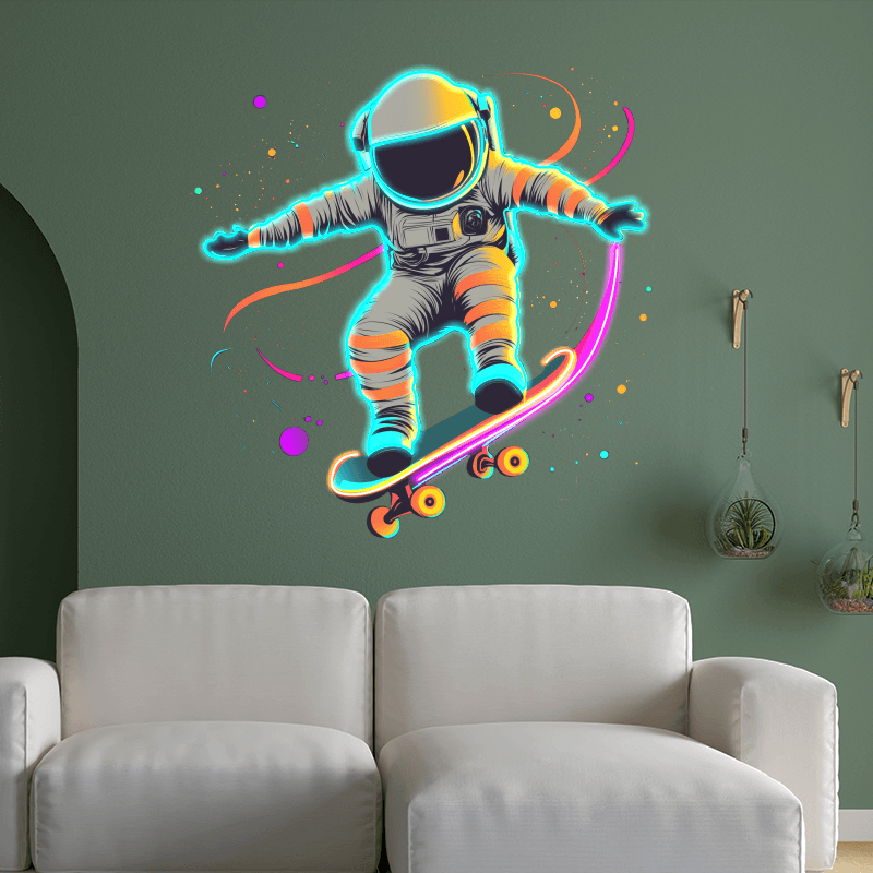 Spaceman Skateboard Jumping Creative LED neon sign product image