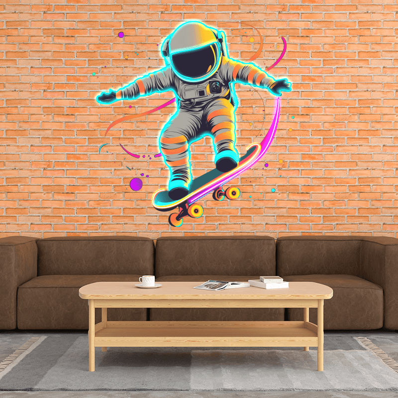 Spaceman Skateboard Jumping Creative LED neon sign product image
